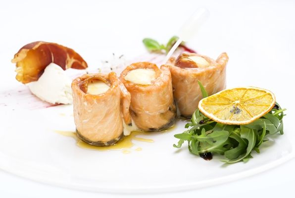 http://www.dreamstime.com/royalty-free-stock-images-baked-salmon-rolls-table-restaurant-image48601849